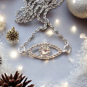 Sparkling Evil Eye Necklace 17.5” Protects you or loved ones from harm
